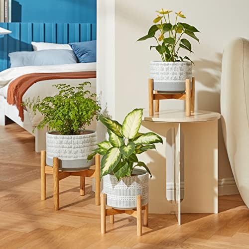 LA JOLIE MUSE Ceramic Planter for Plant, 7.3 Inch Indoor Planter with Stand - Image 4