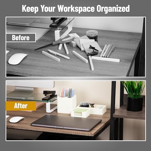 Mind Reader 3-Piece Cement Desk Organizer Set, Desktop Accessory Kit with Pen Cup, Sticky Note Holder, Catch-All Tray, Modern Office Decor, Cement, Cream - Image 5