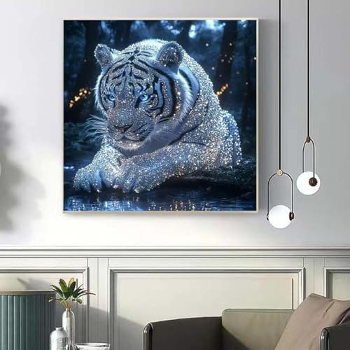 OJTOYART Diamond Art Kits for Adults Beginner-5D Diamond Paintings Kits for Luminous Tiger Full Round Drill Diamond Dot Gem Art Painting Kits,for Home Wall Decor 13.79 X 13.79 Inch - Image 5
