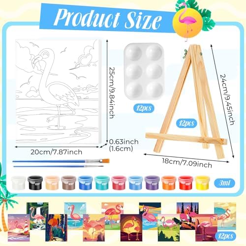 Zhanmai 12 Set Paint and Sip Kit for Adult 8''x10'', Flamingo - Image 2