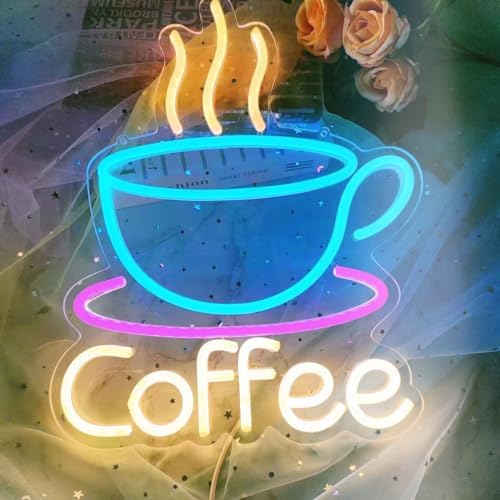 LED Coffee Cup Neon Sign Large 5V USB Powered Acrylic Neon Lights with Dimmable Switch and Hanging Chain for Coffee Cafe Bar Party Living Room Sign Gifts - Image 4