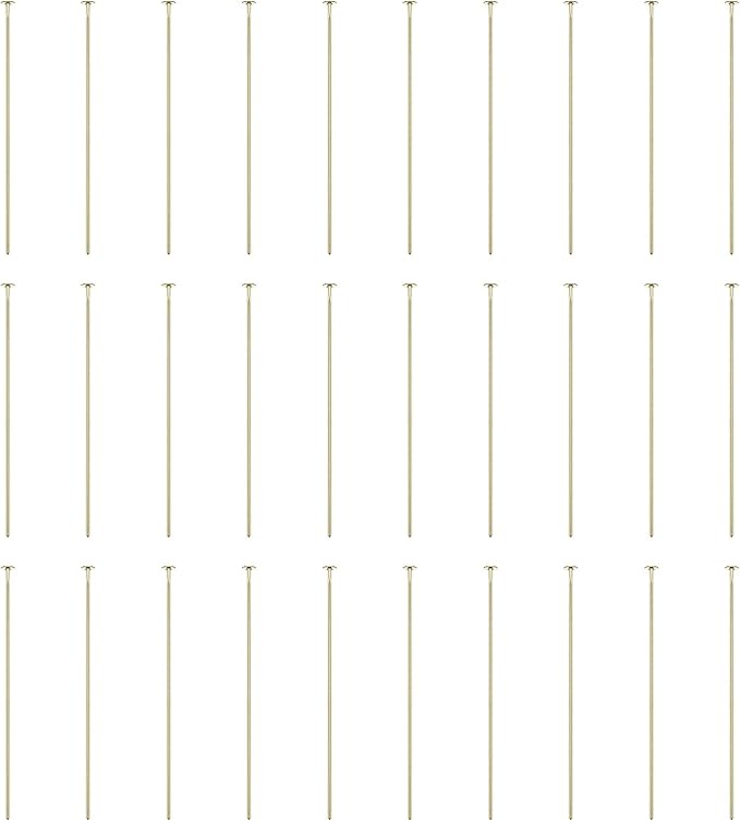 HARFINGTON 100pcs Flat Head Pins 1.38" 35mm Needles Bulk for Earring Pendant Necklace Bracelet Charm Jewelry Making Findings DIY Craft, 14K Gold