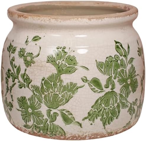 Tuscan Ceramic Indoor Plant Pot, Rustic Farmhouse Vase for Home Decor by XiaanJiaju