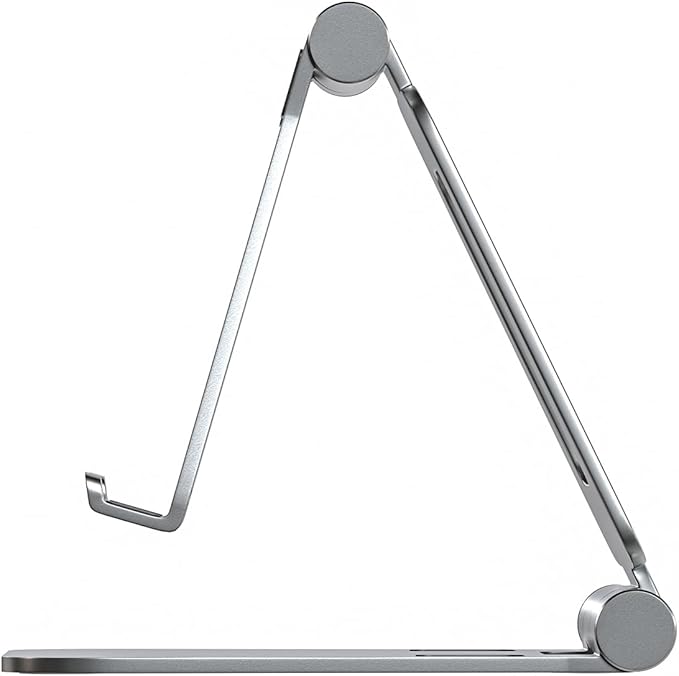 Cell Phone Stand for Desk Phone Holder Foldable Portable Adjustable Cradle Dock Compatible with iPhone 15 14 13 Pro Max, iPhone 12 11 Plus SE XS XR 8 7, Office Desk Travel Accessories, Silver