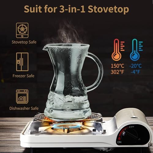 Unbreakable - Pour Over Coffee Maker with Permanent Stainless Filter 27 fl oz, Thickened Heat-Resistant Borosilicate Glass Dripper Coffee Brewer, Stovetop Safe, Ink - Image 5