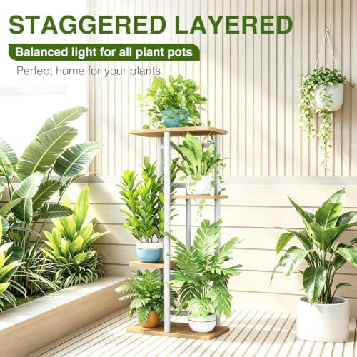 LINZINAR Plant Stand Indoor 4 Tier Metal Corner Tall Flower Shelf - Image 4