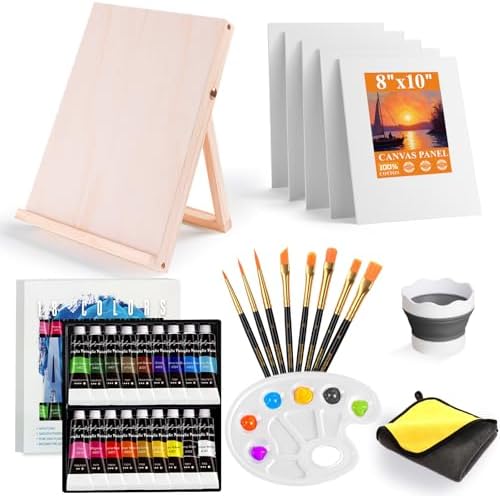 Paint Set for Kids & Adults with 18 Acrylic Paints,Canvas & Easel by Unknown