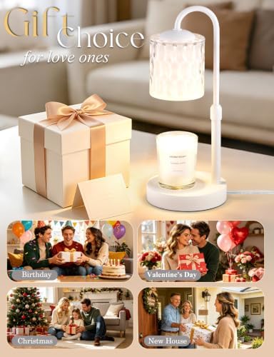 Briever Dimmable Candle Warmer Lamp with Timer, Height Adjustable Electric Candle Wax Warmer, Birthday Gifts for Women Mom, House Warming Gifts New Home Decor, Solid Wood Base, Inner White Glass - Image 7
