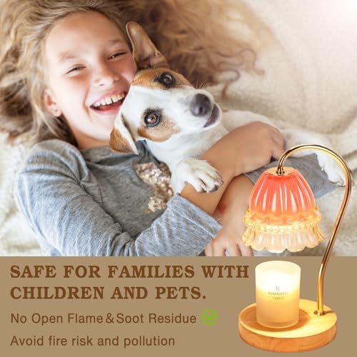 Funistree Flower Candle Warmer Lamp with Timer, Dimmable Candle Lamp Warmer, Christmas Birthday Gifts for Women Mom Her, Housewarming Home Decor, Lotus Wax Warmer for Yankee Candles - Pink Flower - Image 4