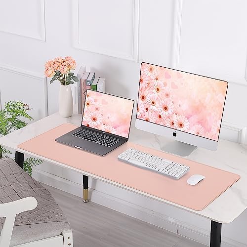 AFIING Cork Desk Mat 55" x 17", Dual-Sided Natural Cork & PU Leather Desk Pad, Non-Slip Waterproof Large Mouse Pad for Office, Home & Gaming (Pink) - Image 5