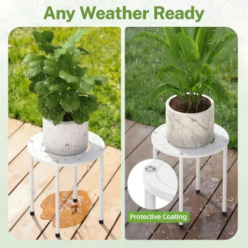 iDavosic.ly 3-Pack Metal Plant Stands for Indoor Outdoor, 10'' Small, White - Image 5