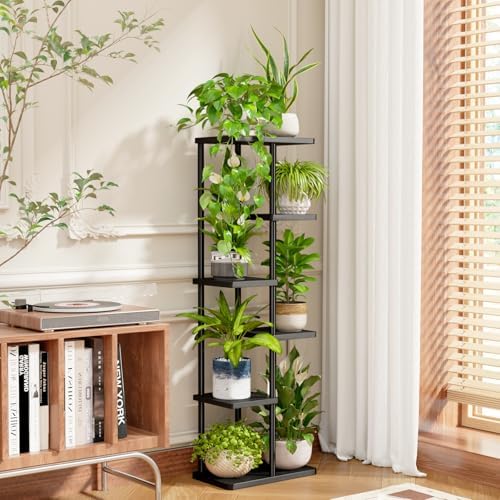 Bamworld Tall Plant Stand Indoor, 6 Tier Metal Plant Shelf for Multiple Plants, Tiered Flower Pot Stands for Patio Garden Balcony Living Room Bedroom, Black - Image 3