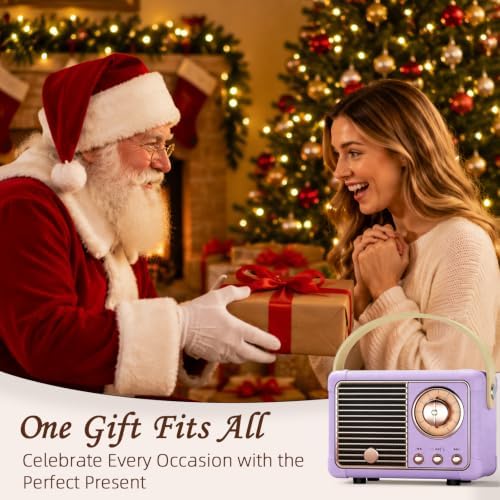 Vintage Bluetooth Speaker Gifts for Women Teen Girl Gifts Purple - Image 6