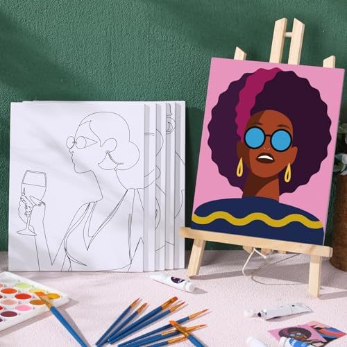 Ctosree 12 Pcs Pre Drawn Canvas for Painting,Cool Art Style,8 x 10 Inch - Image 2