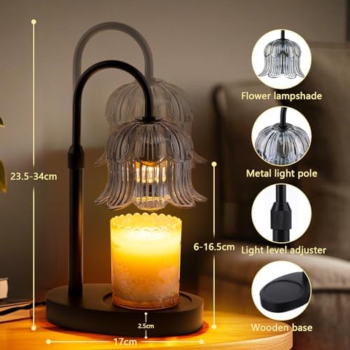 CRMILL Candle Warmer Lamp Electric Timer - Candles Height Control Warmers Scented Lamps No Flame Heat Warm Melt Wax Jar Modern Home Decor Table Lights for Home Living Bedroom Decorative - Image 6