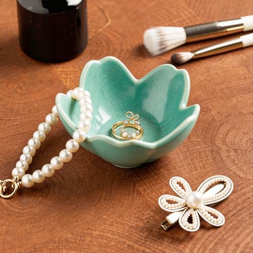 Floral Ceramic Jewelry Tray, 3.5" Ring Holder Trinket Bowl - Image 6