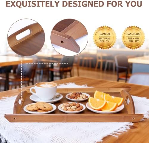 Wood Serving Tray, Wooden Tray with Handles, 20.47 inch Square Decorative Serving Trays Platters for Home, Party, Coffee Table,Dining Table & Countertop - Image 5
