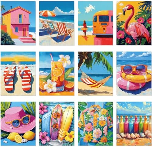Sherr 12 Pcs Pre Drawn Canvas for Adults,Hawaiian Holiday,8 x 10 Inch by Sherr