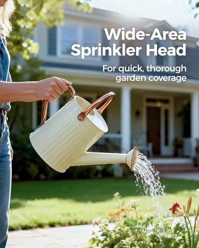 Bamworld Metal Watering Can for Indoor Outdoor Plant 1/2 Gallon Creamy - Image 6