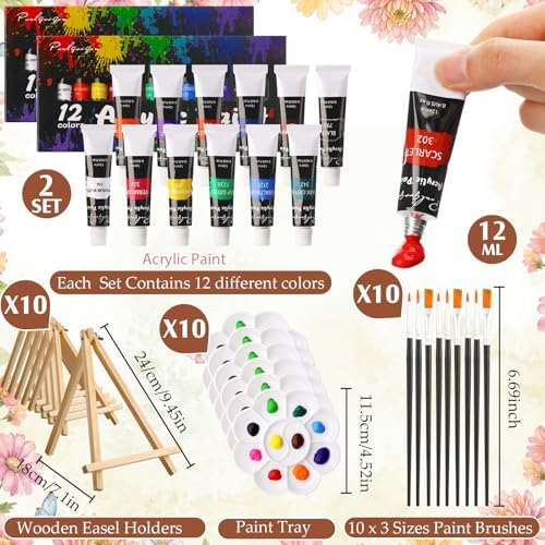 Ctosree 72 Pcs Flower Woman Paint and Sip Kit for Adults 8'' x 10'' Pre Drawn Canvas for Painting DIY Pre Printed Canvas for Party Favor Acrylic Painting Kit Wood Easel Brushes Date Night Bulk - Image 4