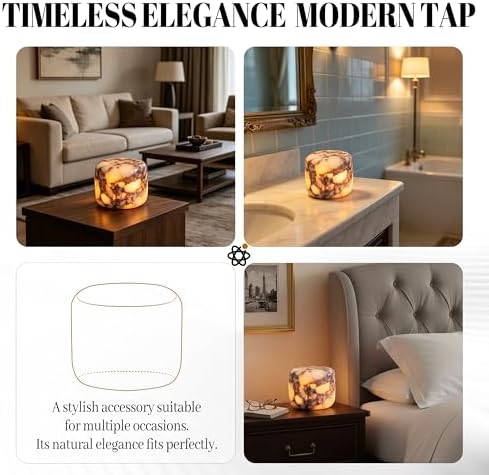 Marmor Marble Lamp Table Lamp Unique Stone Touch Lamp Pat Lamp Type-C 3 Way Bedside Lamp Ambient Light Bedroom Stands Night Light Decorative LED Warm Portable Lamp Rechargeable - Image 4