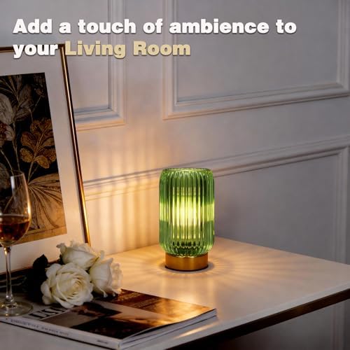 MJ PREMIER Battery Operated Lamp, Small Cordless Lamp with Timer, Green - Image 6