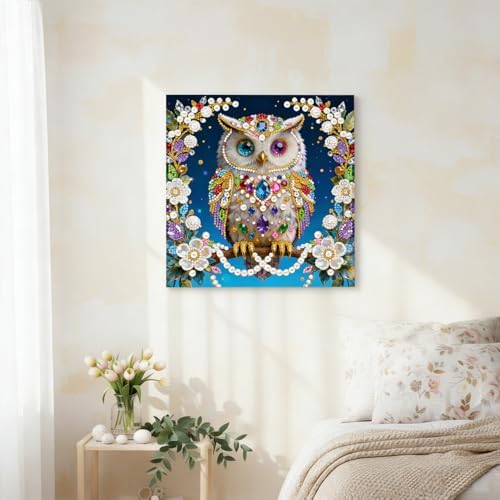 Xylzzuit Pearl Painting Kit with Frame All Inclusive 9.84x9.84IN DIY Gemstone Diamond Art Craft Supplies for Adults Beginners Craft Lovers Living Room Wall Desktop Decor Gift (Owl) - Image 7