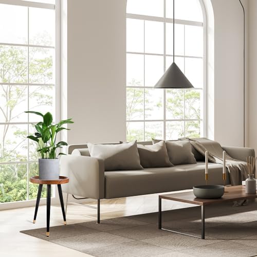 KGPLOME Plant Stand Indoor,Mid Century Walnut Wood Plant Table, Heavy Duty Metal Tall Flower Pot Stand,Modern Round Small Side End Table With Raised Design(12"x17") - Image 4