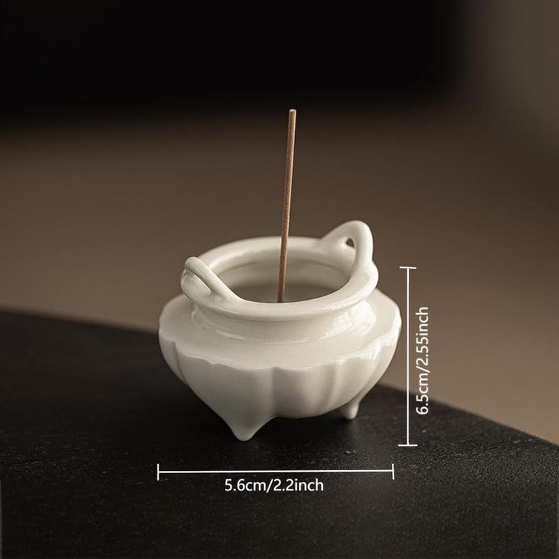 Incense Holder Modern Minimalist Circular Incense Stick Burner for Cones or Sticks for Yoga & Meditation, Enhance Atmosphere,Ceramic Ash Catcher White-7 - Image 7