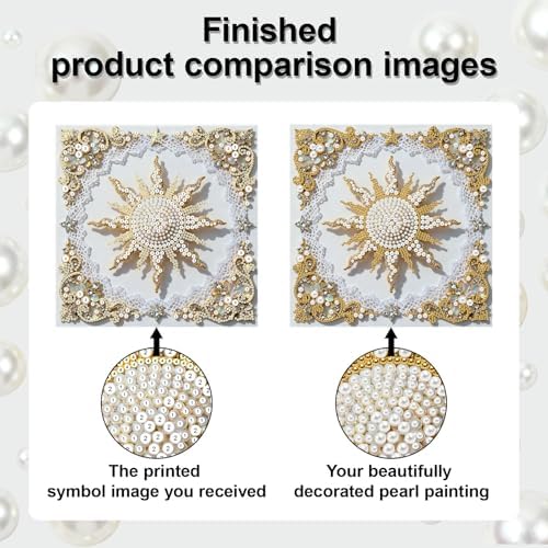 Pearl Art Kits Painting for Adults, DIY Mindfulness Therapy with Framed Canvas and Tools, Beginner Wall Decor-Sun - Image 7