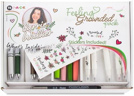 Pentel Carrie Walker Feeling Grounded Journaling Writing and Journaling Kit, Gel Pens/Markers/Brush Pens Variety, 14 Pieces - Image 2