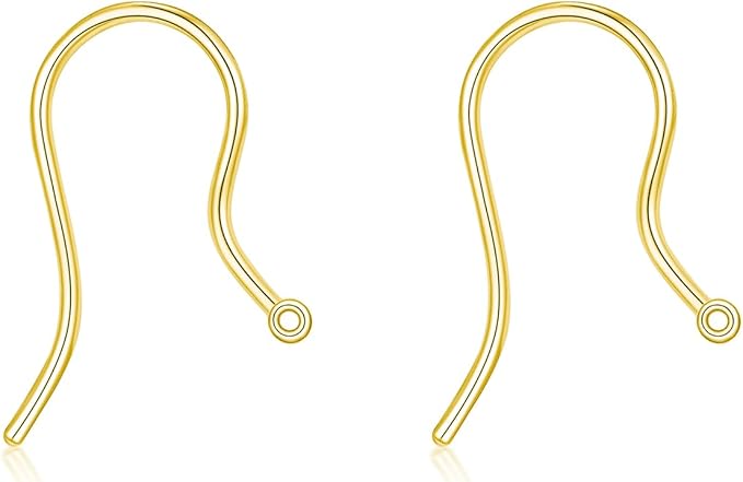 14K Real Gold Earring Hooks for Jewelry Making Fish Hooks 14K Yellow Gold Earring Findings for Earrings Jewelry Making(Style 3)