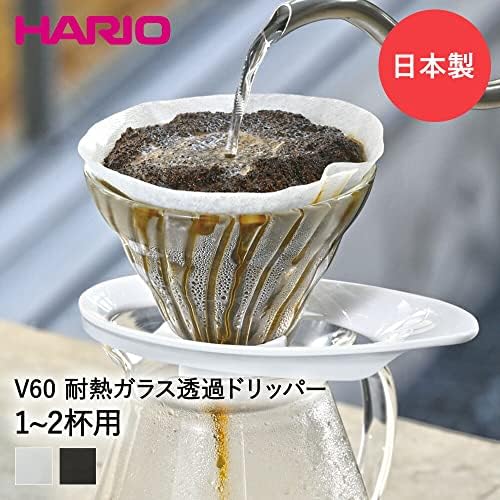 HARIO V60 VDGR-01-W Heat Resistant Glass Transparent Dripper, 01, For 1 to 2 Cups, White, Made in Japan - Image 2