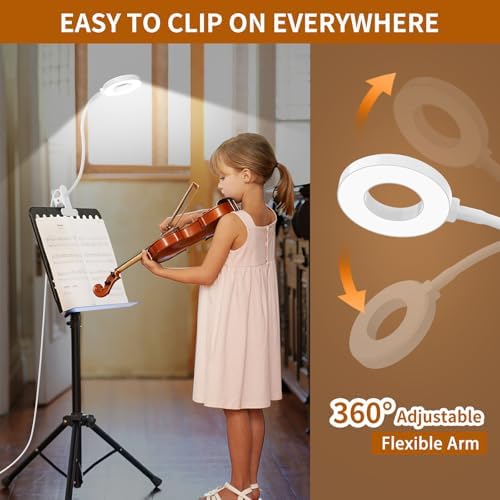 iZELL Book Light, Clip on Reading Light with Silicone Flexible Arm, Dimmable LED Lamparas Clamp on Workbench Desk for Studying Painting Crafting Drawing Makeup Nail Tech Puzzle Task - 27.6‘’ White - Image 5