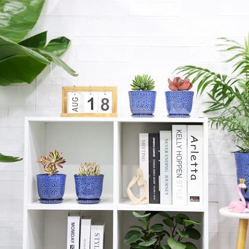 Gepege Ceramic Succulent Pots, 4 Inch Small Plant Pots with Drainage - Image 4