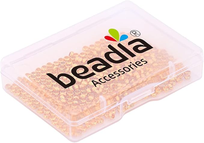 18K Gold Plated Crimp Beads Non Tarnish 3mm 400pcs for Jewelry Making Findings