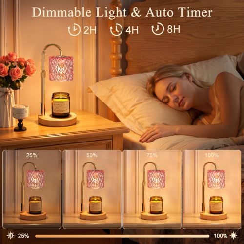 Pink Candle Warmer Lamp with Timer, Birthday Gifts for Women, Room Decor - Image 3