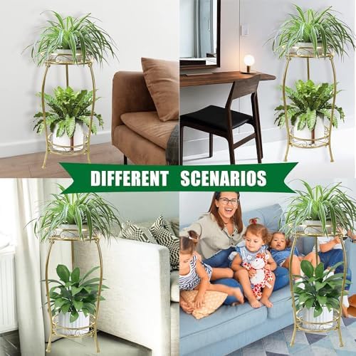 MOCORY Plant Stand Indoor Outdoor,2 Tier 27.1" Tall Metal Plant Stands,Gold - Image 6