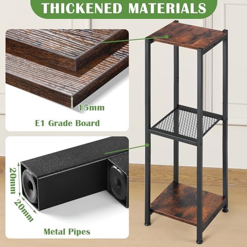 Dipion 3 Tier Pedestal Stand,40 Inch Tall Plant Stand Indoor,Rustic Brown - Image 2