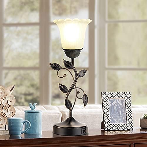 Touch Leaf Bedside Table Lamp with 2 USB Ports Nightstand Lamps - Image 3