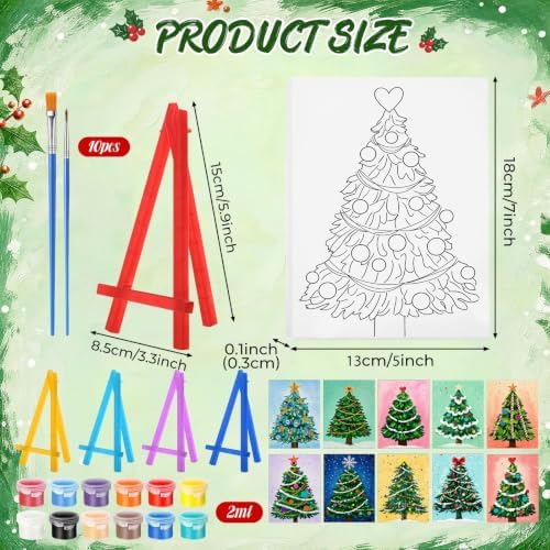 Blosssound 10 Set Christmas Pre Printed Canvas for Painting 5x7, Colorful - Image 2