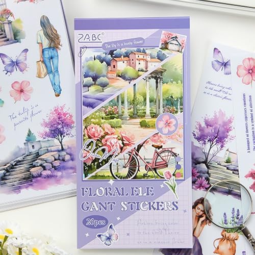 Aesthetic Journaling Sticker Books for Adults - Pre-Cut Scrapbook Stickers Vintage 20 Sheets Junk Journal Supplies Watercolor Scrapbooking Stickers Planner Cottagecore Decorative DIY Arts Craft Making - Image 7