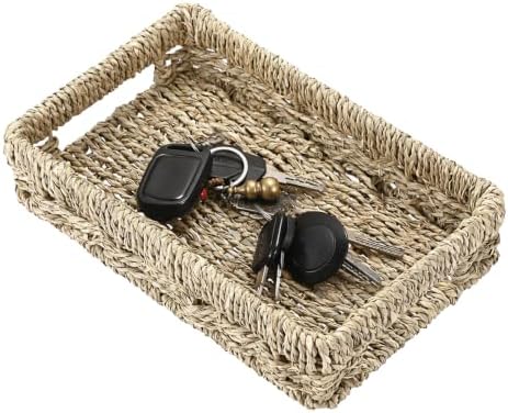 Hipiwe Small Key Basket Bowl for Entryway Organizer Seagrass Wicker Tray by Hipiwe