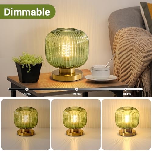 Mid Century Modern Table Lamp, 8" Globe Green Glass Lamp Plug in - Image 6