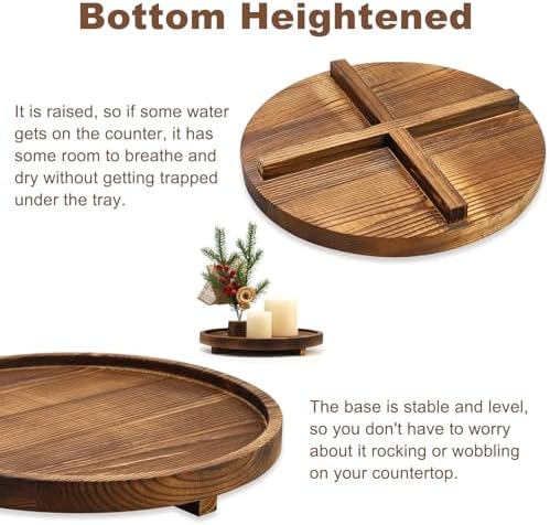 12“ Large Round Wooden Tray for Bathroom Counter Kitchen Decor Lazy Susan - Image 6