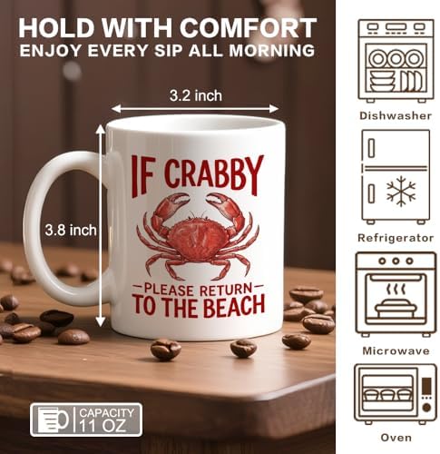 If Crabby Please Return to the Beach 11 oz Crab Ceramic Coffee Mug - Image 2