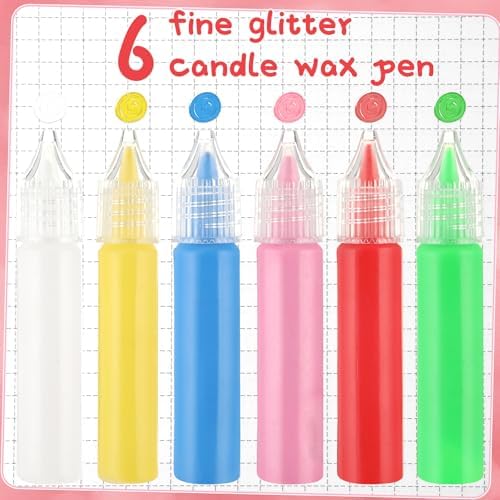 Lounsweer 12 Pcs Galentine DIY Candle Painting Kit Bulk 6 Set Ivory Taper Candles and Wax Pen Valentine's Day Candle Painting Crafts Gifts for Adult Couples DIY Making Crafts Wedding Party Decor - Image 4