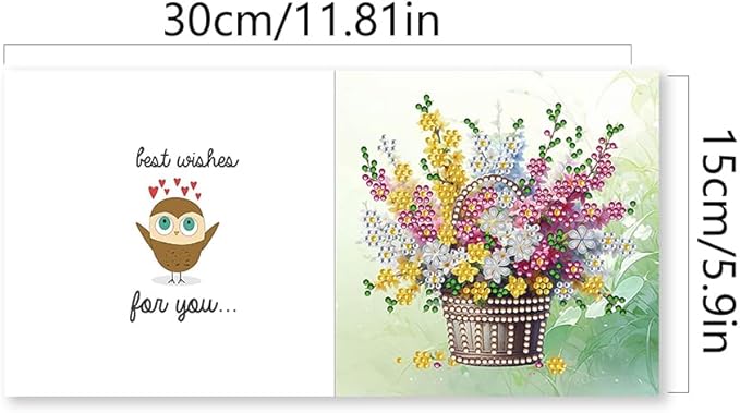 Ceitura 6Pcs DIY Flower Basket Diamond Art Painting Crafts Rhinestone Painting Making Greeting Card Making Kit Postcard for Holiday Christmas New Year Party Favors 11.81 * 5.91inch