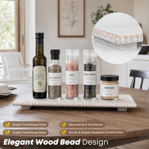 Beaded Wood Risers 16" Rustic Display Stand for Boho Decor(Rustic White) - Image 4