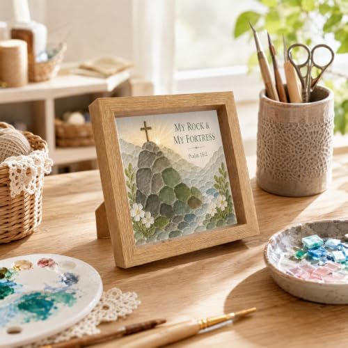 Framed DIY Mosaic Art Kit Acrylic Gem Craft Set Nature Theme Decoration - Image 3